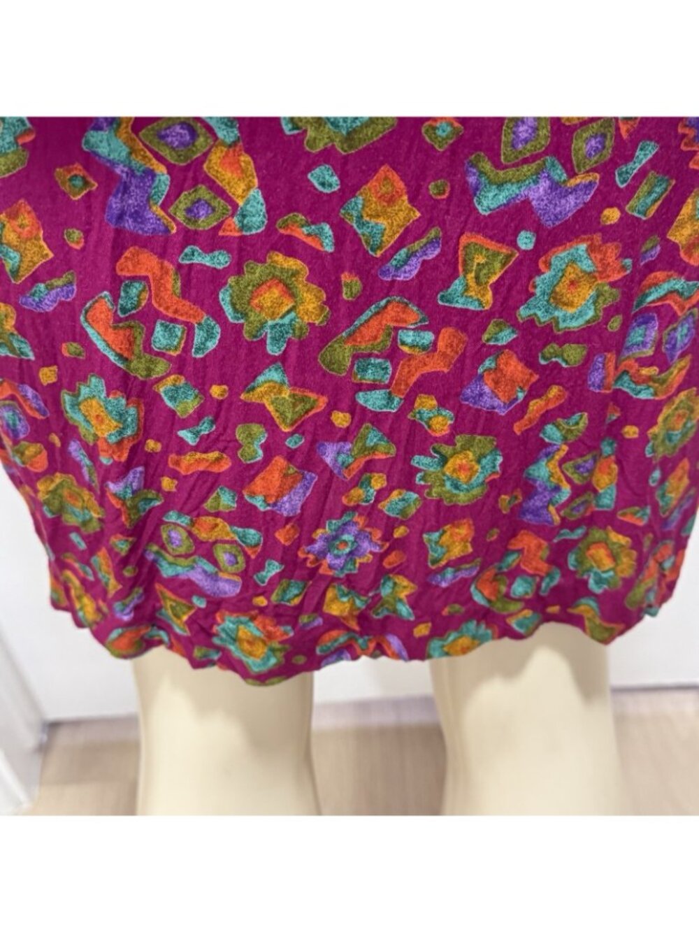 Abstract Geometric Button Front Dress Size 3/4 Vintage 80s Positive Attitude - Picture 9 of 11